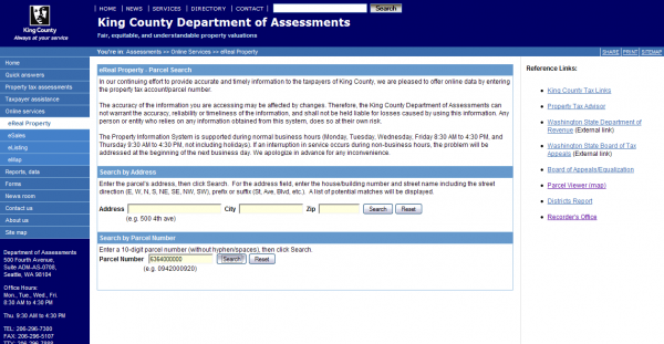 King Co. Parcel Search