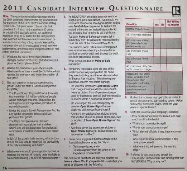 REALTOR 2011 Candidate Interview Questionnaire